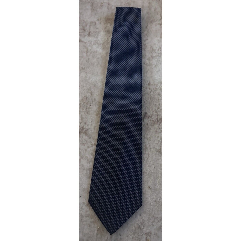 Lauren Ralph Lauren Men’s Tie 100% Silk Navy Blue Geometric Hand Finished